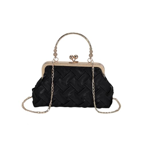 RPAEOY Damen Clutch Zopf PU Leder Brauttasche Elegant Handtasche Umhängetasche Tasche Crossbody Tasche Abendtasche für Hochzeit Abendparty Party Feiertage Schwarz von RPAEOY