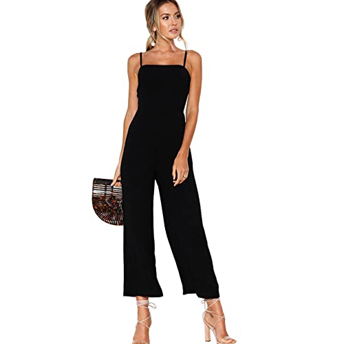 RPAEOY Damen Elegant Lang Jumpsuit Ärmellos Overall Sommer Casual Hosenanzug Playsuit Hohe Taille Kurzarm Onepiece Romper Dungaree Lose Hose Overalls M von RPAEOY