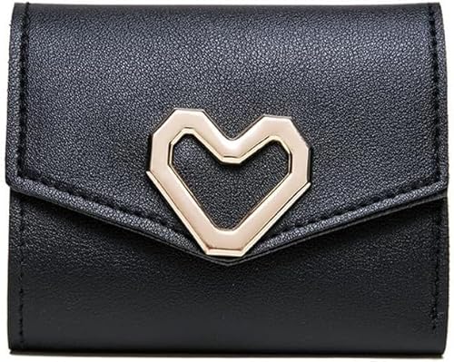 RPAEOY Dreifach Faltbare Herzform Geldbörse Damen Kompakt Portemonnaie Kunstleder Brieftasche Münzfach Kartenhalter von RPAEOY