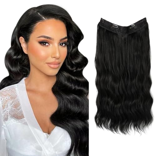 RPAEOY Haare Extensions Lange Gewellt 20 Zoll Haarverlängerung Invisible Haarextension Synthetik Hair Unsichtbarem Haarteile für Damen Frauen (#1) von RPAEOY