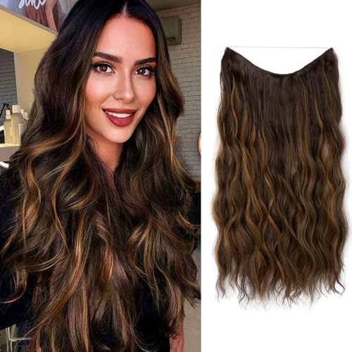 RPAEOY Haare Extensions Lange Gewellt 20 Zoll Haarverlängerung Invisible Haarextension Synthetik Hair Unsichtbarem Haarteile für Damen Frauen (#2) von RPAEOY