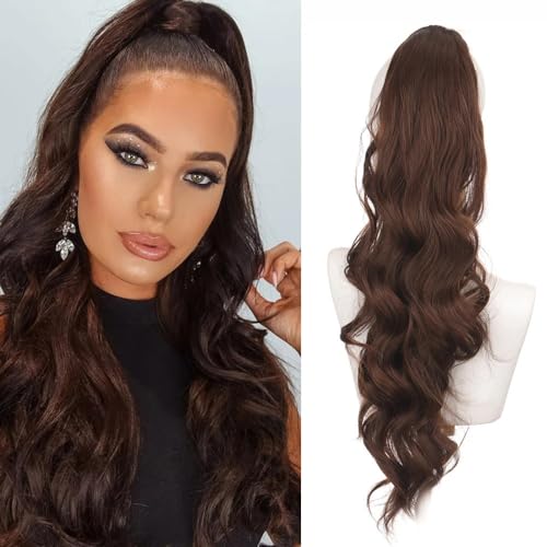 RPAEOY Pferdeschwanz Verlängerung mit Kordelzug 60CM Lange Lockige Wellige Clip in Pferdeschwanz Natürliche Synthetische Haarverlängerungen Haarteile Ponytail Extension für Damen Frauen (Rotbraun) RPAEOY Pferdeschwanz Verlängerung mit Kordelzug 60CM Lange Lockige Wellige Clip in Pferdeschwanz Natürliche Synthetische Haarverlängerungen Haarteile Ponytail Extension für Damen Frauen (Rotbraun) von RPAEOY