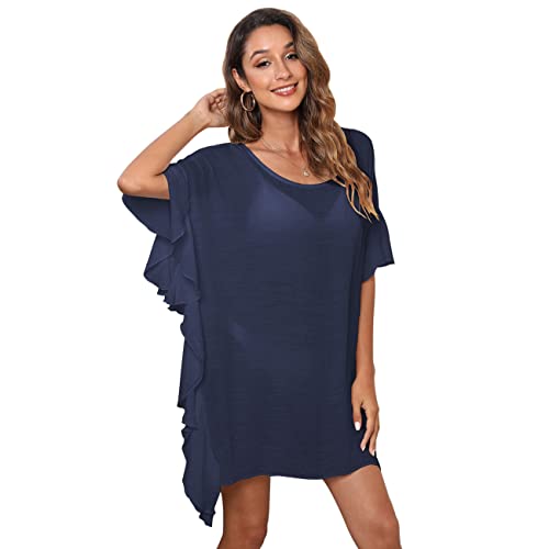 RPAEOY Strandtunika Damen Bikini Cover up Poncho Vausschnitt Quasten Strandkleider Sommer Badeüberwurf Luftig Musselin Strandoberteil Boho Badeanzug Coverup Strandkleid Beach Pool Outfit von RPAEOY