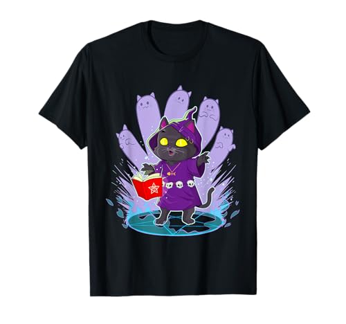 Funny D20 Würfel Katze Zauberer Nekromant Nerdy Gamer Männer Jungen T-Shirt von RPG Gamer Quest Gear