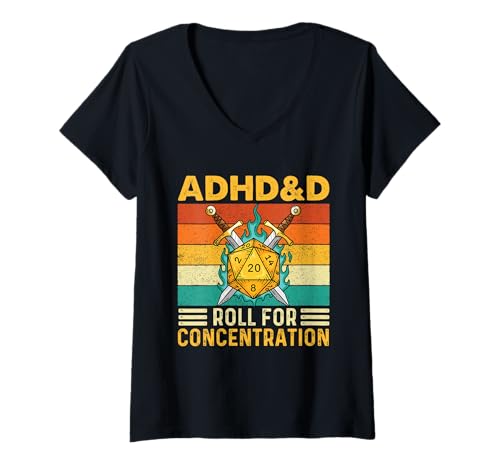 Damen ADHS & D Roll for Concentration - RPG Tabletop Games T-Shirt mit V-Ausschnitt Damen ADHS & D Roll for Concentration - RPG Tabletop Games T-Shirt mit V-Ausschnitt von RPG Tabletop Merch