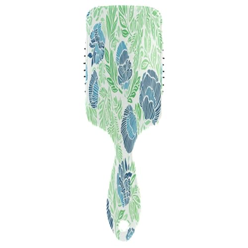 Blaue Blumen grüne Blätter Luftkissen Kamm, Entwirrende Haarbürste, Kämme lockiges Haar Frauen Blaue Blumen grüne Blätter Luftkissen Kamm, Entwirrende Haarbürste, Kämme lockiges Haar Frauen von RPLIFE