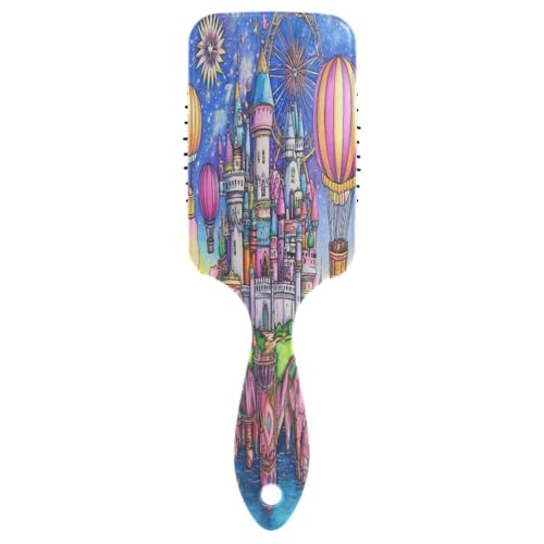 Cartoon Floating Fantasy Castle Damen Haarbürste Weiche Borsten Haarbürste für lockiges Haar Frauen antistatisch & krauses Kinderkamm von RPLIFE