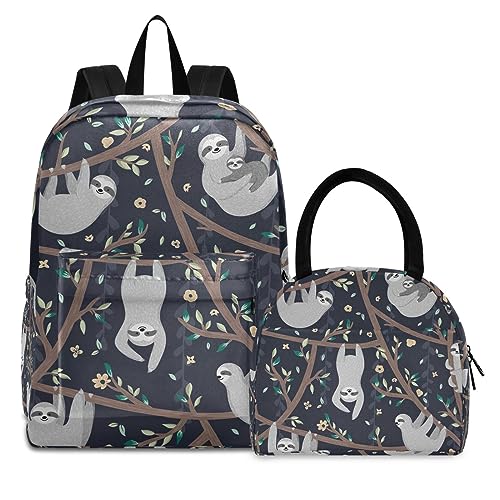 Cartoon Monster Truck Rucksack Lunchbox Isoliert Wasserdicht Lunch Bag Mädchen Rucksack Set, Einfacher Moderner Rucksack, Niedliche Faultier, Einheitsgröße von RPLIFE