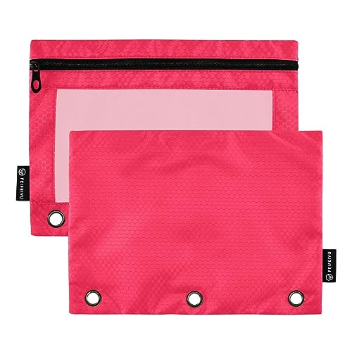 Crimson Binder Book Pouch Pencil Pouch Plastic Window, Fabric Pencil Puch, Crayon Pouch, Pencil Holder with 3 Rings (One Size x 2) von RPLIFE