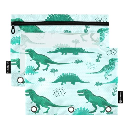 Federmäppchen für 3-Ring-Ordner, 2 Stück, mit Sichtfenster, Schulbedarf, 24,9 x 17,8 cm, Dinosaurier Rex von RPLIFE