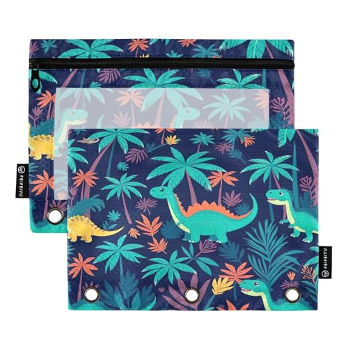 Federmäppchen für 3-Ring-Ordner, weiches Federmäppchen mit Ringen, Zubehör für den Schulanfang, 24,9 x 17,8 cm, niedliche Dinosaurier, 2 Stück von RPLIFE