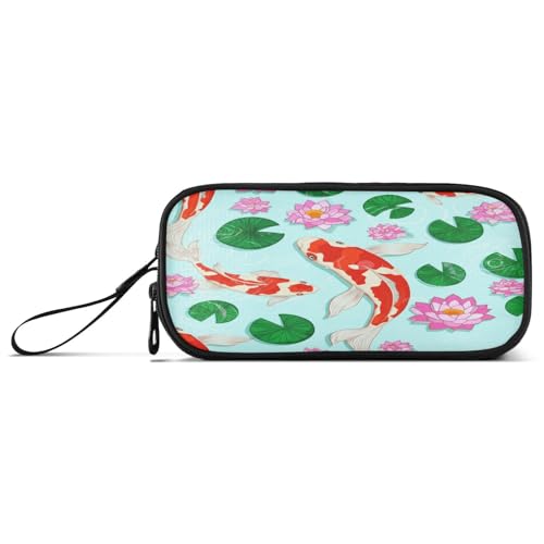 Federmäppchen für Stifte, Stifte und Marker, Motiv: Koi-Fische, rosa Blumen, Blau, Federmäppchen mit Fächern, Federmäppchen für Kinder Federmäppchen für Stifte, Stifte und Marker, Motiv: Koi-Fische, rosa Blumen, Blau, Federmäppchen mit Fächern, Federmäppchen für Kinder von RPLIFE