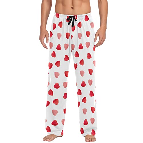 Herren-Nachthose, Herren-Pyjamahose, lustige Angel-Pyjamahose für Herren, Rote Herzen, Medium von RPLIFE