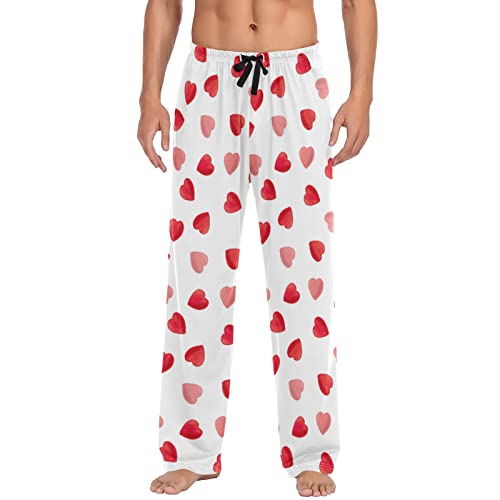 Herren-Nachthose, Herren-Pyjamahose, lustige Angel-Pyjamahose für Herren, Rote Herzen, XL von RPLIFE