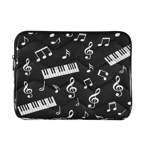 Laptoptasche, gesteppt, 38,1 cm (15 Zoll), Weiß mit Musiknoten von RPLIFE