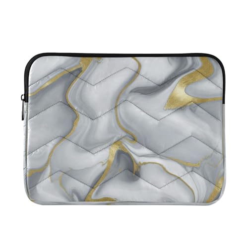 Laptoptasche mit Marmorstruktur, gesteppt, 39,6 cm (15,6 Zoll), Grau / Gold von RPLIFE