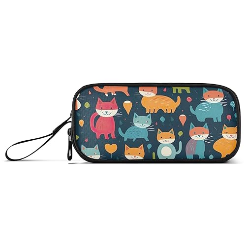 RPLIFE A Cartoon Cats on a Dark Blue Pencil Pouch, Pencil Case Large, Pencil Pouches for Classroom von RPLIFE