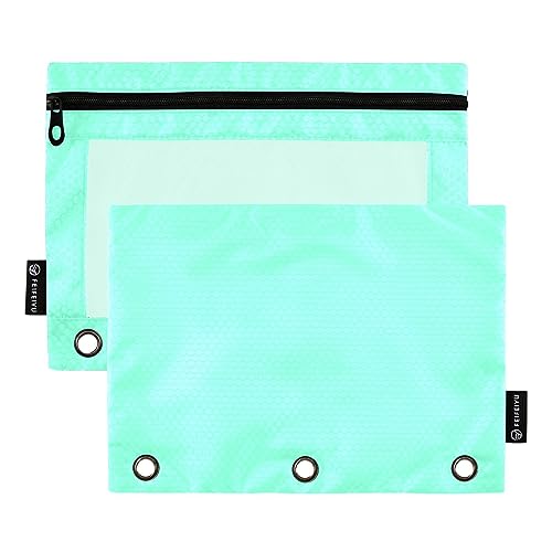 RPLIFE Aquamarin Binder Pouch Clear Binder Pencil Pouch, Soft Pencil Pouch with Holes, Zipper Crayon Pouch, Pencil Pouch Girls (One Size x 2) von RPLIFE