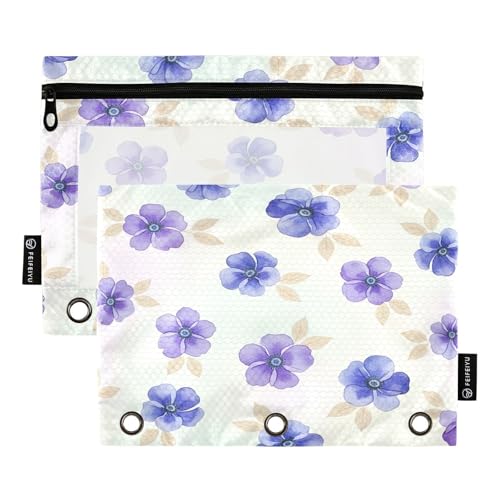 RPLIFE Aquarell-Blumen-Beutel mit drei Löchern, Reißverschluss mit transparentem Fenster, 2 Stück für Jungen, 24,9 x 17,8 cm (Einheitsgröße) von RPLIFE