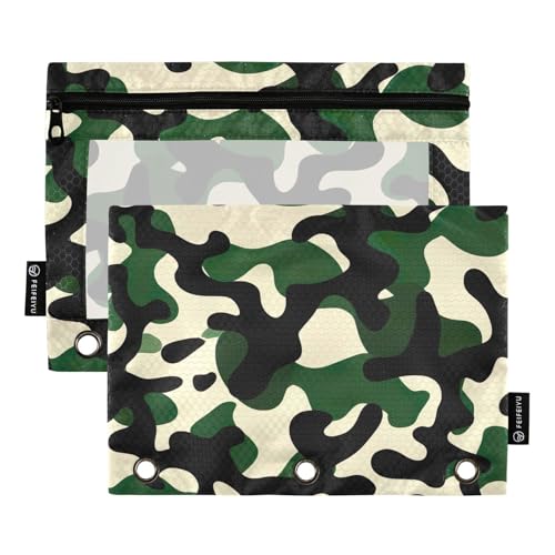 RPLIFE Bindertasche für Kinder, Schule, transparente Stofftasche mit Reißverschluss, für Jungen und Mädchen, 24,9 x 17,8 cm, Beige / Grün, Camouflage, 2 Stück RPLIFE Bindertasche für Kinder, Schule, transparente Stofftasche mit Reißverschluss, für Jungen und Mädchen, 24,9 x 17,8 cm, Beige / Grün, Camouflage, 2 Stück von RPLIFE
