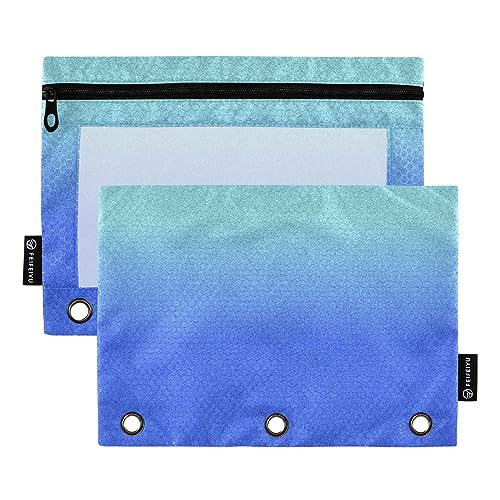 RPLIFE Blauer Farbverlauf Stift Bleistift Tasche Clear Pen Pouch Binder Stoff Reißverschluss Bleistift Pouch, Mädchen Clear Pencil Pouch, Crayon Pouch (One Size x 2) von RPLIFE