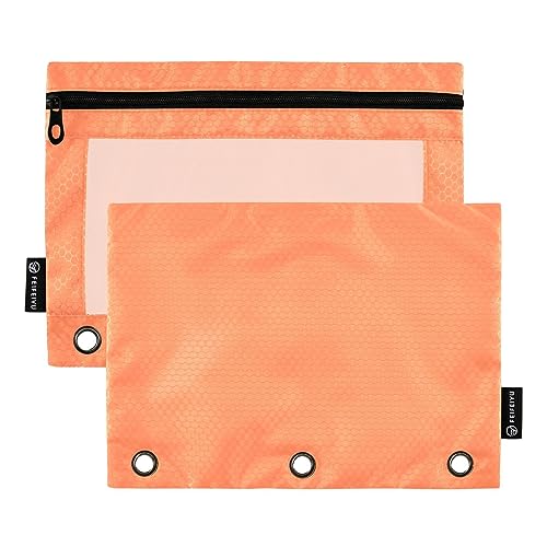 RPLIFE Bleistifttasche mit Reißverschluss, einfaches Federmäppchen für 3-Ringbinder, Reißverschluss, für Klassenzimmer (Einheitsgröße x 2), Korallenorange von RPLIFE