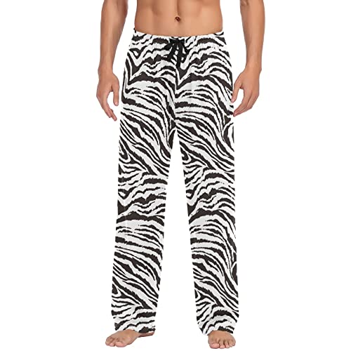 RPLIFE Buffalo Plaid Schneeflocken Herren Pyjamahose für Frühling, Herren Baumwolle Pyjama Hose, Tiger Zebra Tierdruck, M von RPLIFE