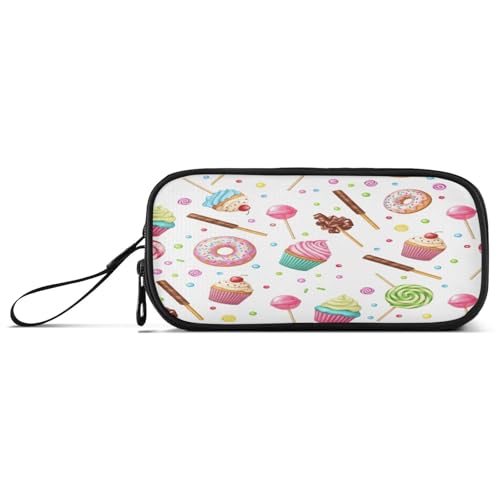 RPLIFE Bunte Cupcakes-Stift- und Federmappe, großes Federmäppchen mit Reißverschluss, für Mädchen von RPLIFE