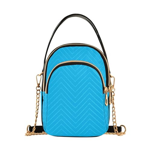 RPLIFE Deep Sky Blue Damen Crossbody Taschen Gesteppte Geldbörse mit Kette Handy Geldbörse Handtasche von RPLIFE