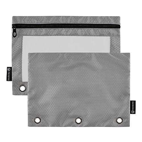 RPLIFE Dim Gray 3 Ring Binder Pen Pouch, Pencil Pouch with Window, Durable Pencil Pouch, School Pencil Pouch, Kids Pencil Pouch (One Size x 2) von RPLIFE