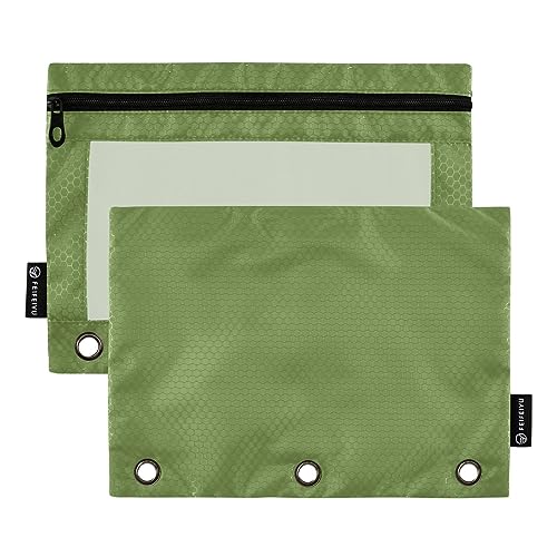 RPLIFE Dunkelolivgrün Reißverschluss Binder Pouch Reißverschluss Bleistift Pouches Clear Window Stoff Reißverschluss Bleistift Pouch, Reißverschluss Kreide Tasche, Große Bleistift Tasche mit Tülle von RPLIFE