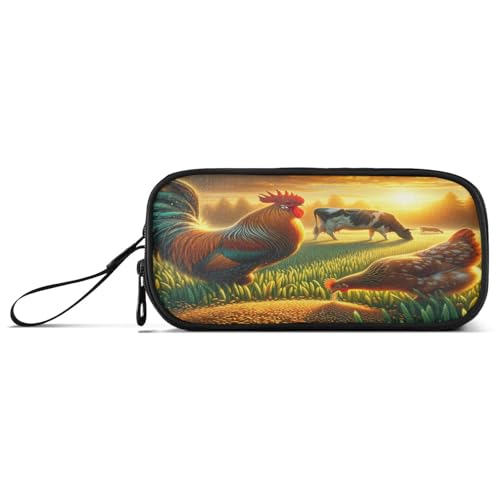 RPLIFE Farm Hahn Henne Milch Kuh Federmäppchen Pack, Federmäppchen mit Fächern, Federmäppchen für Erwachsene Frauen von RPLIFE