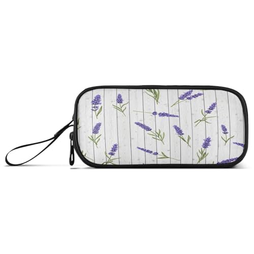 RPLIFE Federmäppchen aus Holz, Lavendelblüten, weißes Federmäppchen, Leinen-Federmäppchen, personalisiertes Federmäppchen von RPLIFE