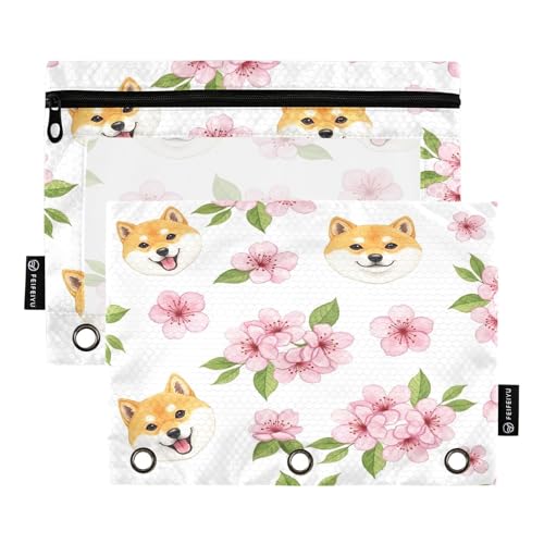 RPLIFE Federmäppchen für 3-Ring-Ordner, 2 Stück, Federmäppchen mit Fenster, Schulbedarf, 24,9 x 17,8 cm, fröhlicher Hund, rosa Kirschblüte RPLIFE Federmäppchen für 3-Ring-Ordner, 2 Stück, Federmäppchen mit Fenster, Schulbedarf, 24,9 x 17,8 cm, fröhlicher Hund, rosa Kirschblüte von RPLIFE