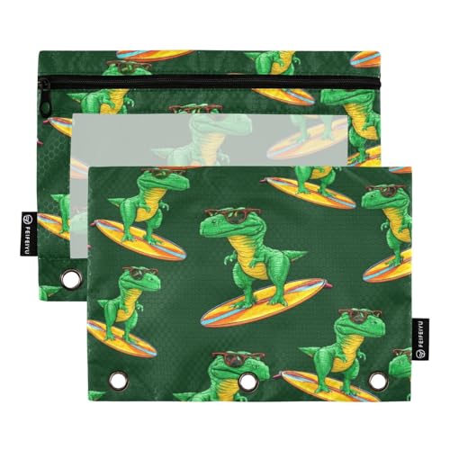 RPLIFE Federmäppchen für 3-Ring-Ordner, weiche PVC-Ordnertasche, Schulzubehör, 24,9 x 17,8 cm, coole grüne Dinosaurier-Sonnenbrille von RPLIFE