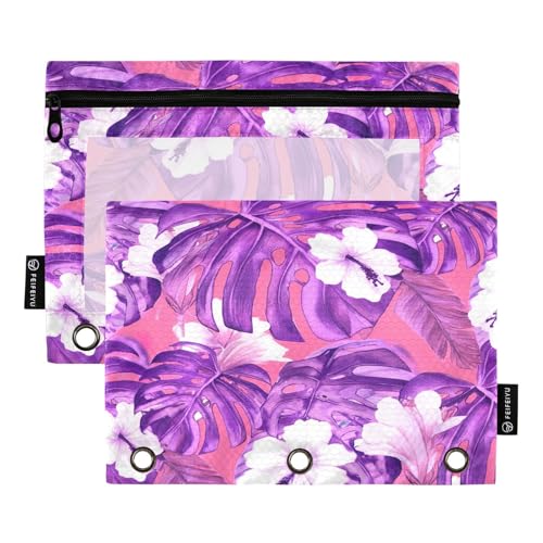 RPLIFE Federmäppchen für 3-Ring-Ordner, weiche PVC-Reißverschlusstasche, Schulzubehör, 24,9 x 17,8 cm, tropische violette Monstera-Blätter, 2 Stück RPLIFE Federmäppchen für 3-Ring-Ordner, weiche PVC-Reißverschlusstasche, Schulzubehör, 24,9 x 17,8 cm, tropische violette Monstera-Blätter, 2 Stück von RPLIFE