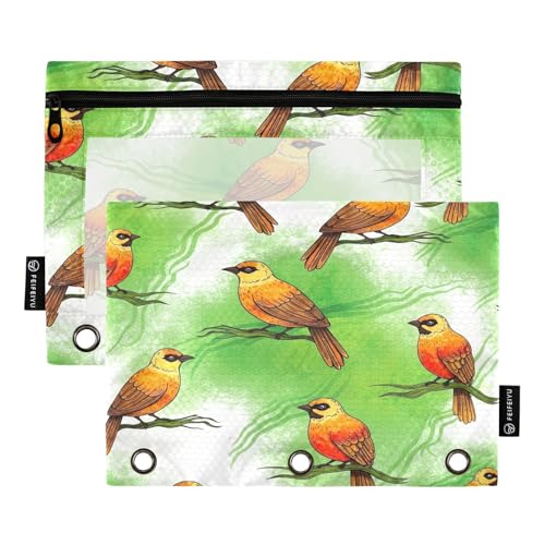 RPLIFE Federmäppchen für 3-Ring-Ordner, weiches Federmäppchen für Ordner, Schulbedarf, 24,9 x 17,8 cm, Orange Birds Green RPLIFE Federmäppchen für 3-Ring-Ordner, weiches Federmäppchen für Ordner, Schulbedarf, 24,9 x 17,8 cm, Orange Birds Green von RPLIFE