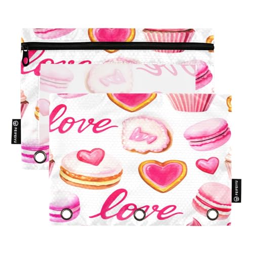 RPLIFE Federmäppchen für 3-Ringbuch, 2 Stück, 3-Ringbeutel, Schulzubehör, 24,9 x 17,8 cm (Einheitsgröße), niedliche rosa rote Kuchen von RPLIFE