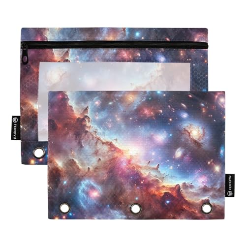 RPLIFE Federmäppchen für 3-Ringbuch, 2 Stück, Stoff-Bleistifttasche, Schulzubehör, 24,9 x 17,8 cm (Einheitsgröße), Nebula von RPLIFE