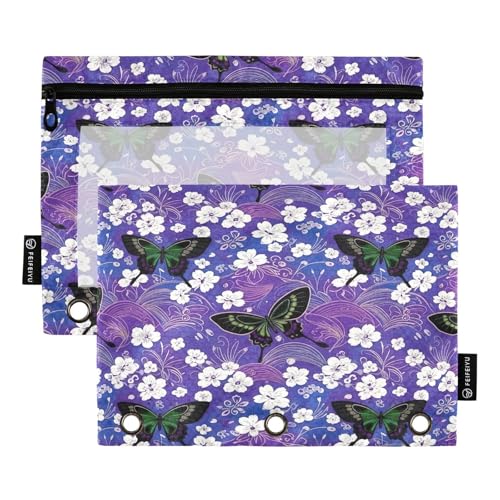 RPLIFE Federmäppchen für 3-Ringbuch, weich, transparent, flach, für den Schulanfang, 24,9 x 17,8 cm, elegante Schmetterlinge, Violett, 2 Stück RPLIFE Federmäppchen für 3-Ringbuch, weich, transparent, flach, für den Schulanfang, 24,9 x 17,8 cm, elegante Schmetterlinge, Violett, 2 Stück von RPLIFE