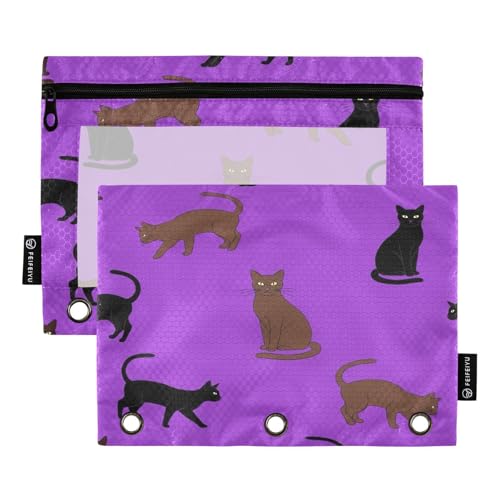 RPLIFE Federmäppchen für 3-Ringordner, weich, transparent, flach, 24,9 x 17,8 cm, Braun, Schwarz, Katzen, Violett, 2 Stück RPLIFE Federmäppchen für 3-Ringordner, weich, transparent, flach, 24,9 x 17,8 cm, Braun, Schwarz, Katzen, Violett, 2 Stück von RPLIFE