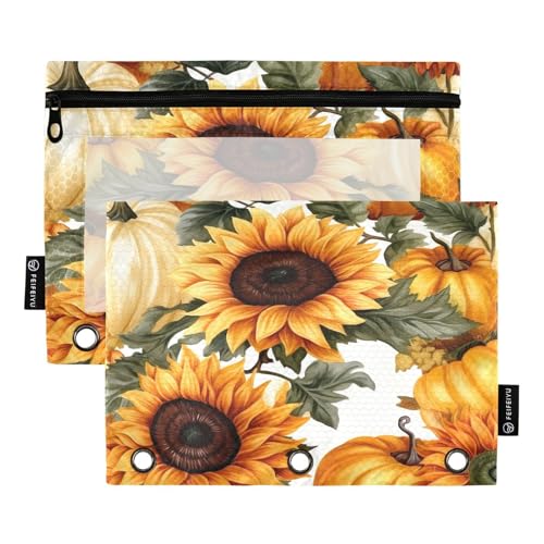 RPLIFE Federmäppchen mit 3 Löchern, Motiv: Kürbisse und Sonnenblumen, Orange, 24,9 x 17,8 cm, 2 Stück RPLIFE Federmäppchen mit 3 Löchern, Motiv: Kürbisse und Sonnenblumen, Orange, 24,9 x 17,8 cm, 2 Stück von RPLIFE