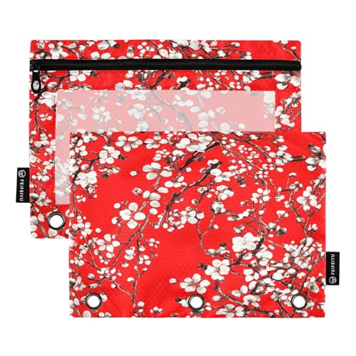 RPLIFE Federmäppchen mit 3 Löchern, Reißverschluss, mit transparentem Fenster, 2er-Pack, Federmäppchen mit Reißverschluss, 24,9 x 17,8 cm (Einheitsgröße x 2) von RPLIFE