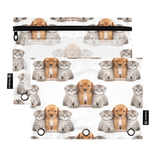 RPLIFE Federmäppchen mit 3 Löchern und transparentem Fenster, 2 Stück, für Mädchen und Kinder, Schulbedarf, 24,9 x 17,8 cm (Einheitsgröße) von RPLIFE