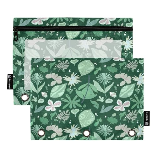 RPLIFE Federmäppchen mit 3 Ringen und transparentem Fenster, weiches Blumenmuster, 2 Stück, für Mädchen und Kinder, Schulbedarf, 24,9 x 17,8 cm (Einheitsgröße) von RPLIFE