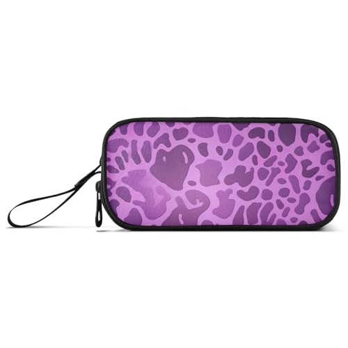 RPLIFE Federmäppchen mit Leopardenmuster auf einem lila Basic Pencil Pouch Canvas Fancy Pencil Case von RPLIFE