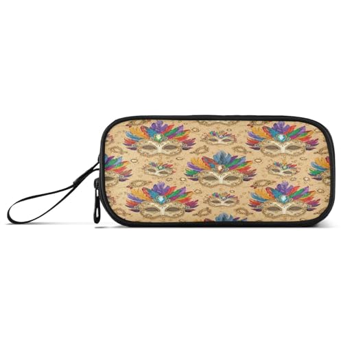 RPLIFE Federmäppchen mit Mardi Gras Masken, goldfarben, großes Federmäppchen mit Reißverschluss, Federmäppchen für Teenager-Mädchen von RPLIFE