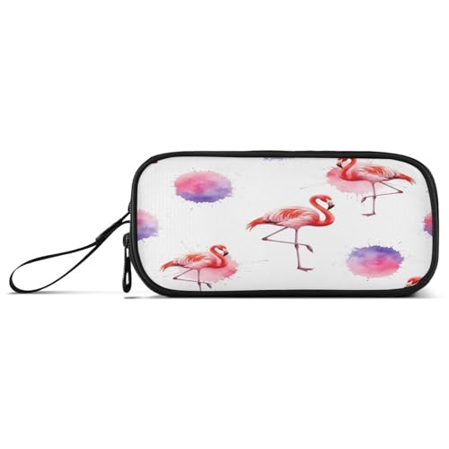 RPLIFE Federmäppchen mit Reißverschluss, Motiv: pinker Flamingo, Weiß, für Erwachsene und Frauen von RPLIFE