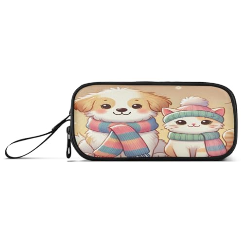 RPLIFE Federmäppchen mit mehreren Fächern, Motiv: Winterfreunde, Beige von RPLIFE