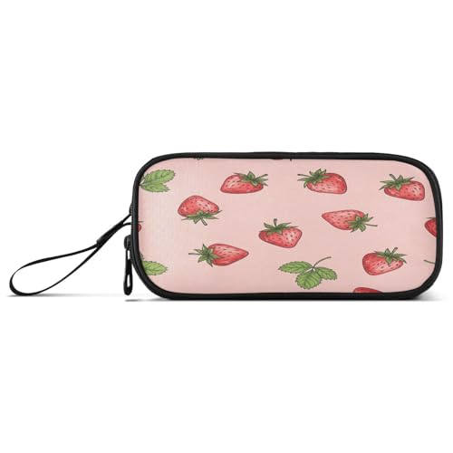 RPLIFE Federmäppchen mit niedlichem Erdbeeren-Motiv, Pastellrosa, Federmäppchen mit Griff, Federmäppchen für Kinder von RPLIFE
